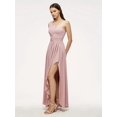 thumbnail image 4 of Asymmetric Ruffle Hem Split Dress One Shoulder Sleeveless Ruched Party Dress Women Clothing, 4 of 5