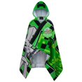 thumbnail image 1 of Poncho con capucha para niños de Minecraft, color verde, de 6 a 14 años, 1 of 6