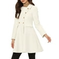 thumbnail image 4 of INSPIRE CHIC Women's Turn Down Collar Pocket Flap Double Breasted Outwear Winter Coat White S, 4 of 5
