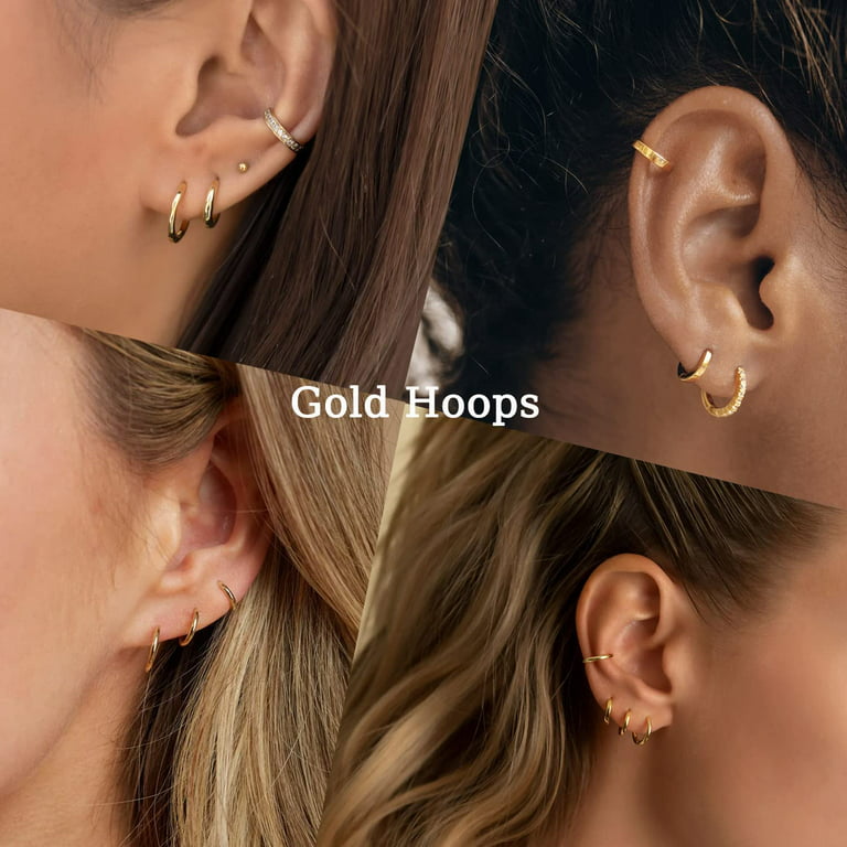  5 Pairs Gold Huggies Hoop Earrings Set for Women Girls Small  Dangle Chain Hoop Earrings Jewelry for Gifts: Clothing, Shoes & Jewelry