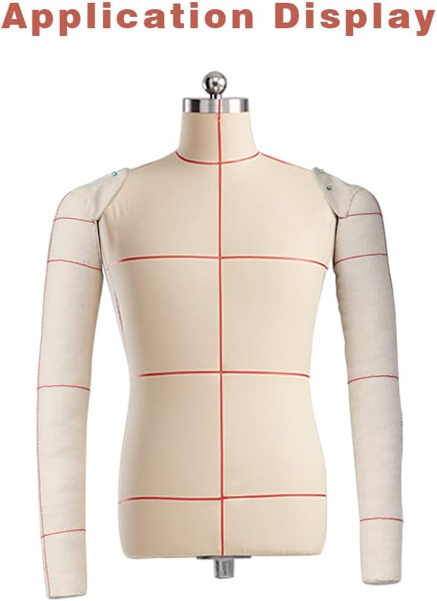 DE-LIANG Dress Form's Pattern Sewing Arms for Men,Adult Male Soft Cotton Arms for Full Body Tailor Mannequin, Fitting Mannequin's Arms 65cm, Draping Male Cotton Soft Arms,Size 96, Beige 1 Pair