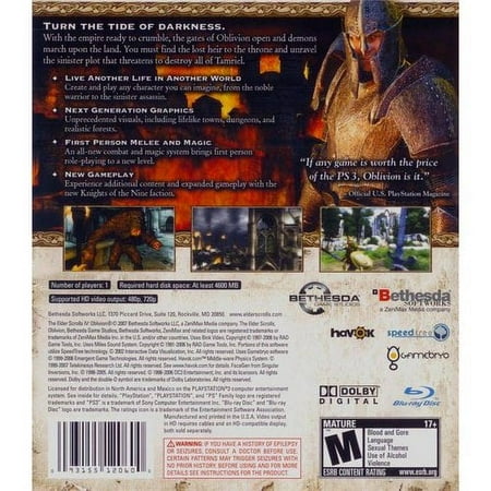 Cokem International Preown Ps3 Elder Scroll Iv: Oblivion