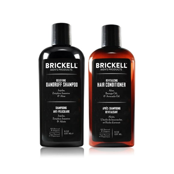 Brickell Menâs Daily Relieving Hair Care Routine, Dandruff Shampoo and Conditioner Set For Men, All Natural and Organic, Scented