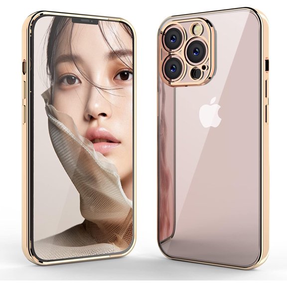 Compatible with iPhone 13 Pro Case, Ultra Slim Comfortable Touch Anti-Fingerprints Anti Scratch TPU PC Phone Case [Support Wireless Charging], for iPhone 13 Pro 6.1 inch, Gold