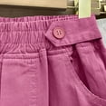 thumbnail image 5 of Sakmal Wide Leg Shorts for Women Summer Bermuda Pink Cotton Solid High Waisted Shorts with Pockets, 5 of 5