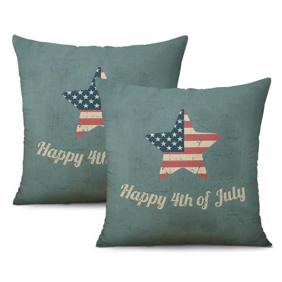 16x16 Independence Day Pillow Covers, Throw Pillow Cases Set of 2, American Flag Design, 4th of July Memorial Day Patriotic Star Freedom Decor Cushion Cases