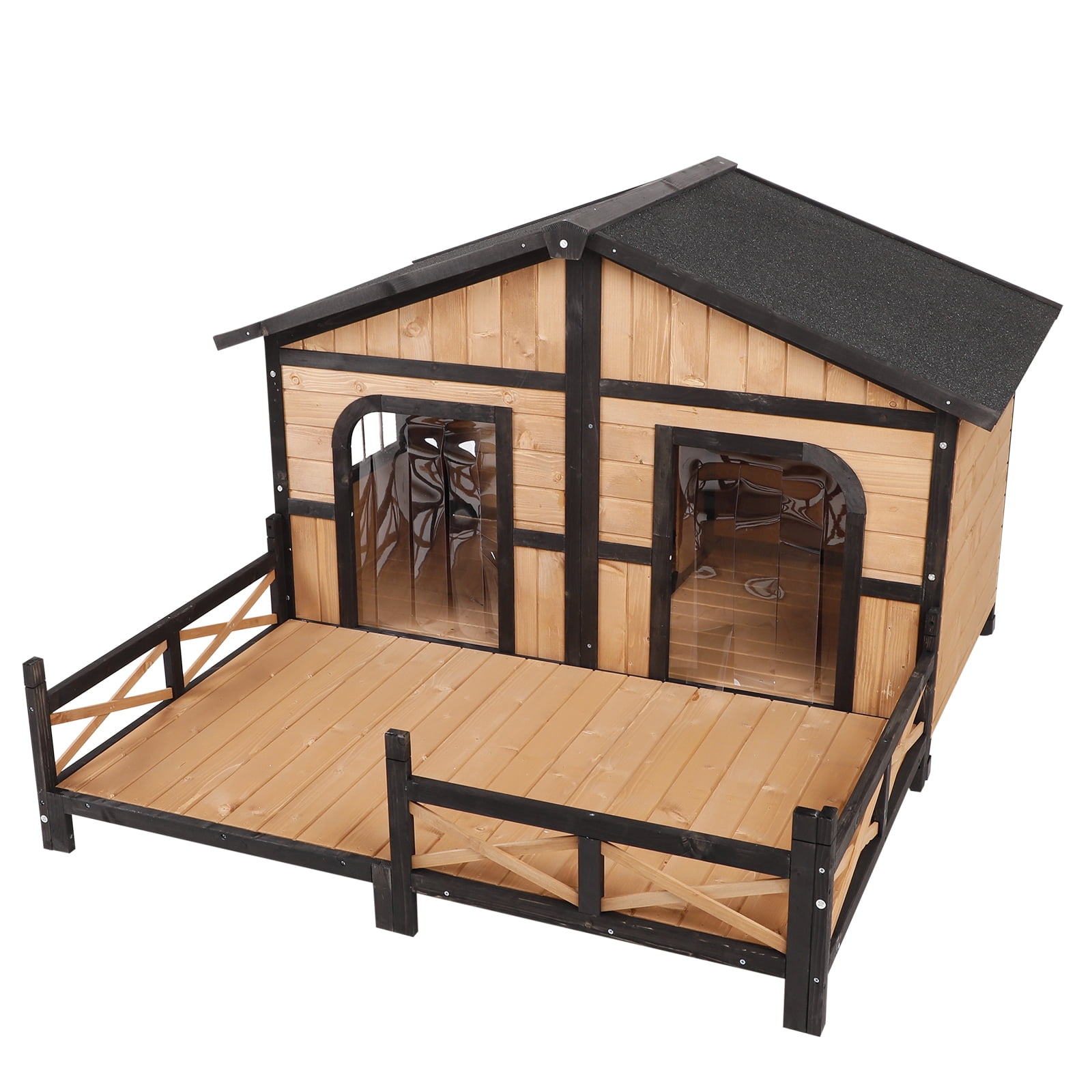 PawHut Wooden Large Dog House, Perfect for the Porch or Deck and