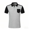 thumbnail image 4 of TKKCS Mens Breathable Polo Shirts- Color Block Collared Short Sleeve Casual Lightweight Regular Fit Polos With Chest Pocket Black Size M, 4 of 6