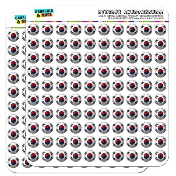 South Korea Flag Soccer Ball Futbol Football 1/2" (0.5") Scrapbooking Crafting Stickers