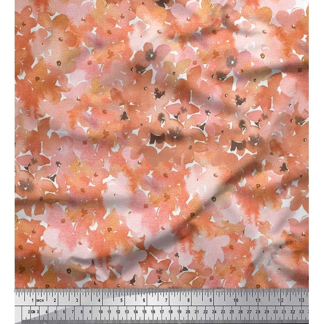 Soimoi Georgette Viscose Fabric Flower Watercolor Print Fabric by Yard 42 Inch Wide