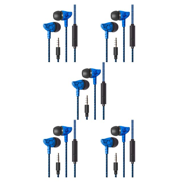 Maytalsory Phone Music Wired Earphone In-ear Wire Control Cellphone 3.5mm Plug Earbuds Headset 80cm 5Set