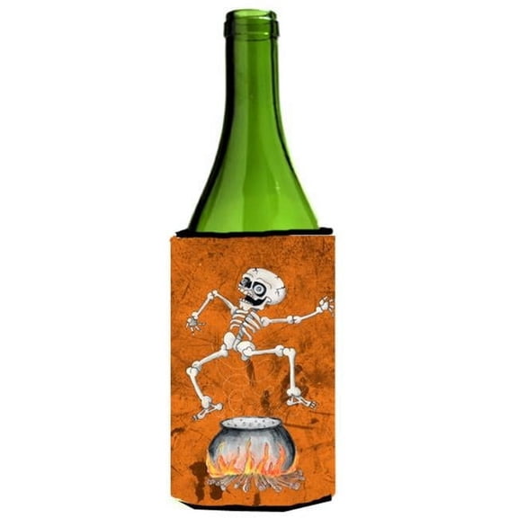 Skeleton Jumping From Witches Caldron Halloween Wine bottle sleeve Hugger - 24 oz.