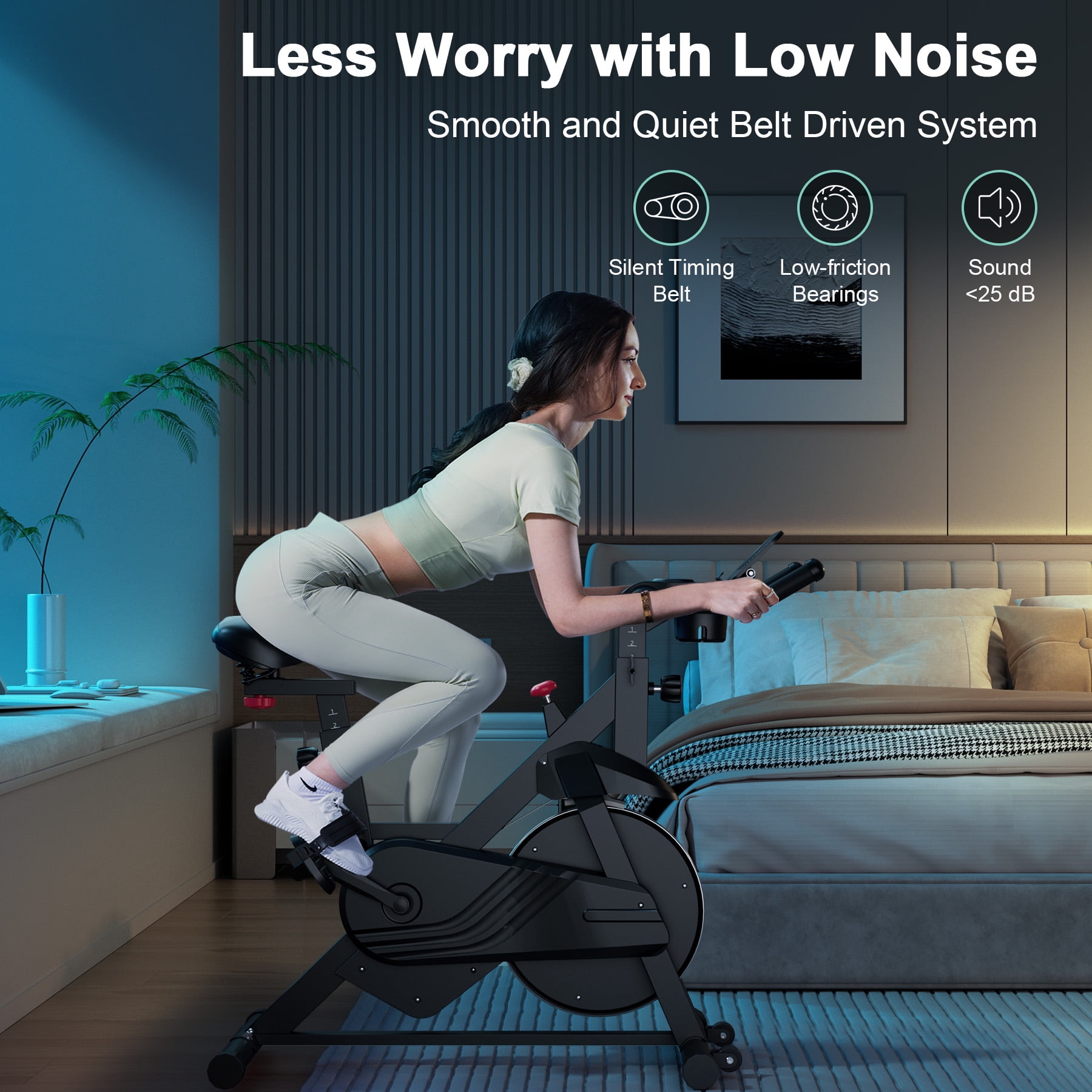 SSPHPPLIE Exercise Bike Indoor  with PitPat App Cycling Bike Cycle Bicycle Adjustable Magnetic Resistance for Home Office Cardio Workout Machine Max Weight 300 lbs
