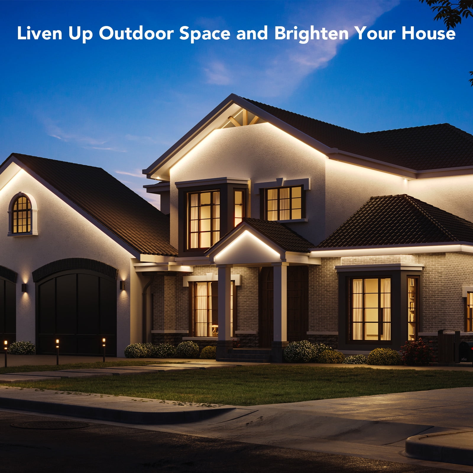 Govee 32.8ft RGBIC Outdoor LED Strip Light with Warm and Cold White, WiFi Smart Lights Outdoor, IP65 Waterproof, Work with Alexa and Google Assistant, Remote Control