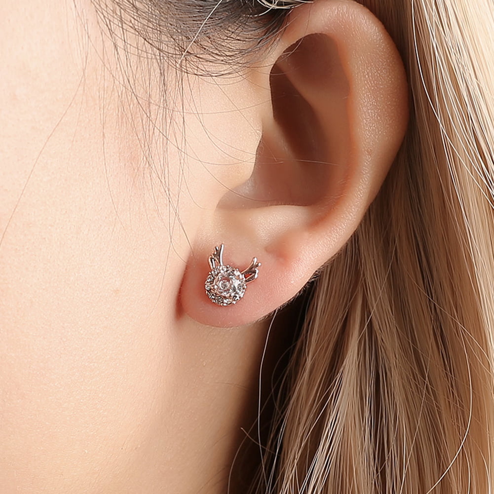 Christmas Xmas Tree Santa Claus Crystal Ear Earrings Stud Women Jewelry Gift New