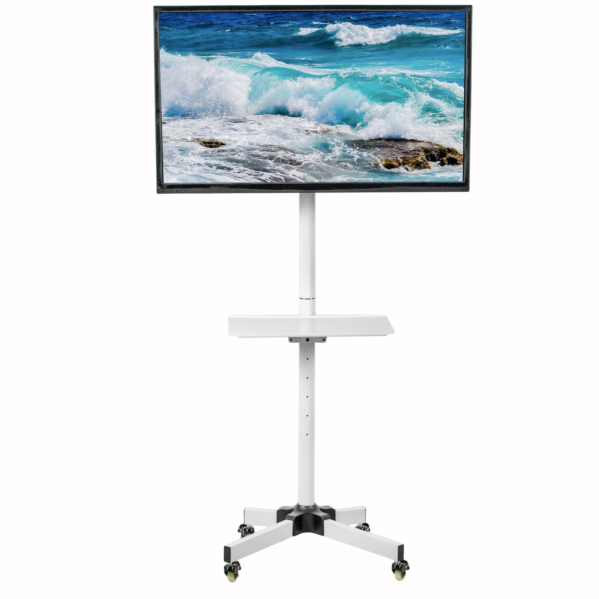 Vivo White Mobile Tv Cart For 23 To 55 Lcd Led Plasma Flat Screens Trolley Floor Stand With Wheels Tv04mw Vivo White Mobile Tv Cart For 23 To 55 Lcd Led Plasma Flat Screens Trolley Floor Stand With Wheels Tv04mw