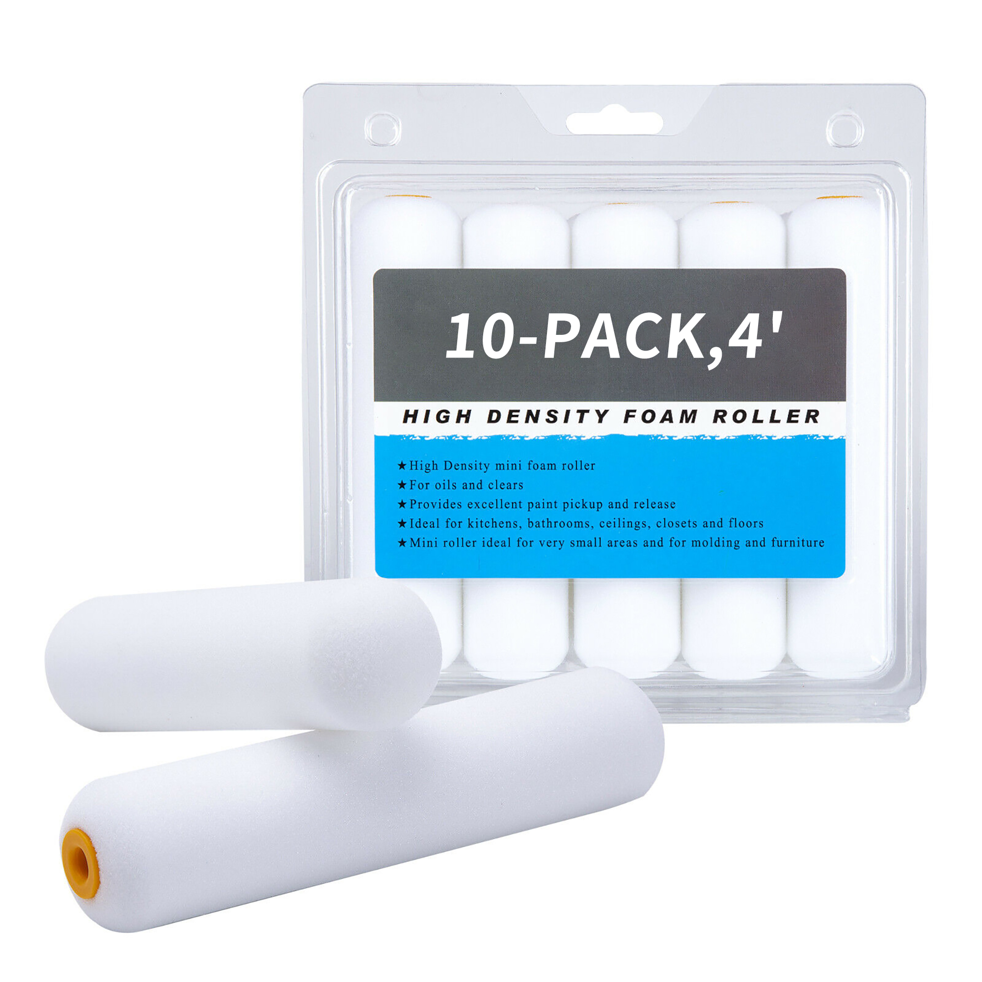 10 Pack Mini Paint Rollers High Density Foam Brushes