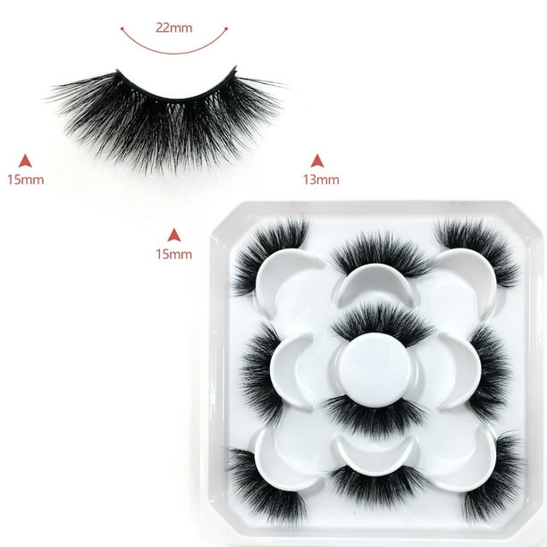 Pestañas naturales, pestañas postizas, pestañas cortas, pestañas postizas, pestañas rusas en tira, pestañas de visón sintético natural, pestañas postizas finas de 11-20 mm, paquete de 5 pares.