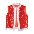thumbnail image 3 of YIZYIF Kids Girls Shiny Sequins Bronzing Edge Costume Cardigan Sleeveless Latin Jazz Dance Vest Tops, 3 of 7