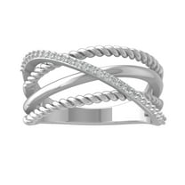 Araiya Fine Jewelry 10K White Gold Round-shape Lab Grown Diamond Rope Band Ring ( 1/6 cttw, D-F Color, VS Clarity) Size 9.5