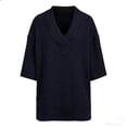 thumbnail image 5 of fnnxeal Mens Breathable Polyester Cable Knit Short Sleeve Shirt Navy Relaxed Big & Tall Fit Anti-Shrink Wrinkle Resistant Casual Everyday Lounge TopSize L, 5 of 6