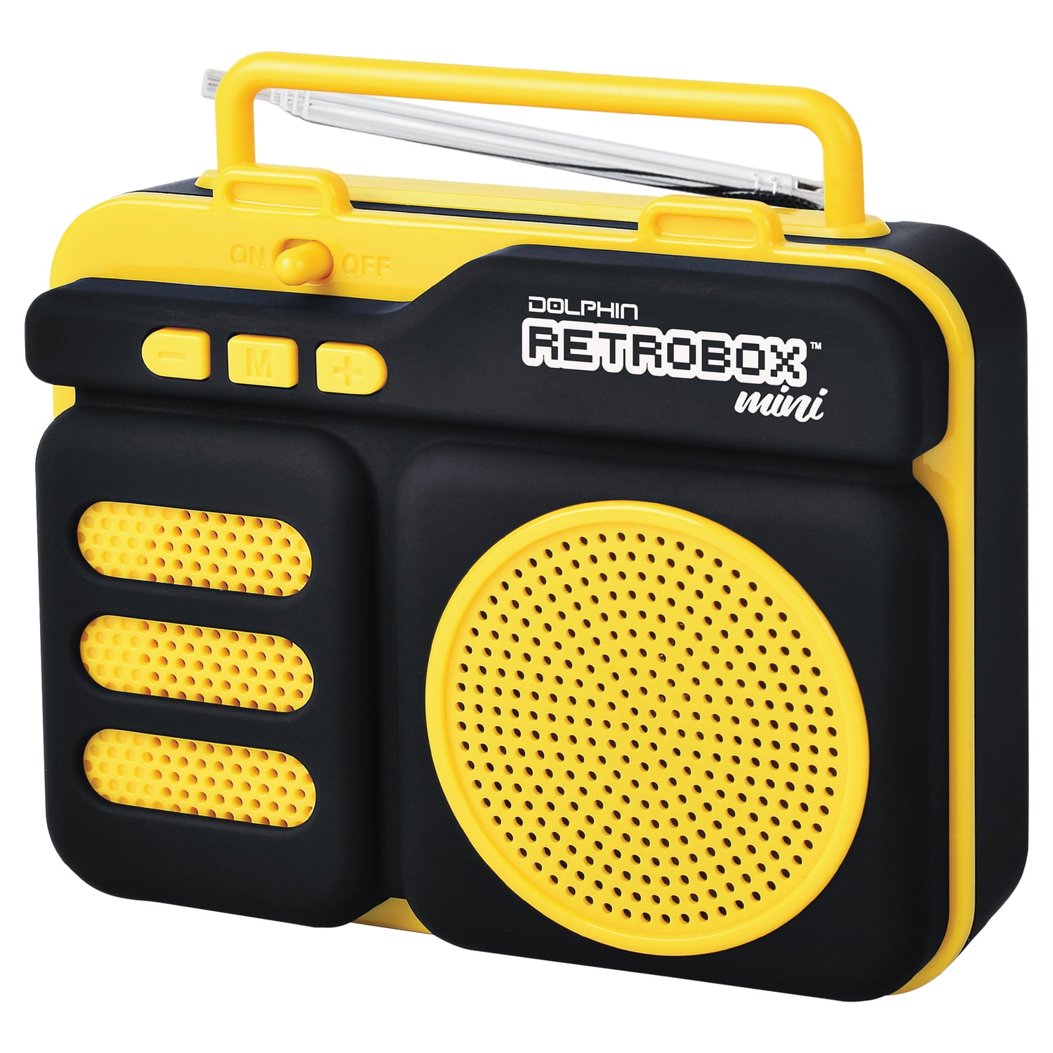  Dolphin Retrobox Mini for Jobsite, Small but Durable Bluetooth  Speakers with FM Radio, Rechargeable Music Device, Up to 12 Hour Play Time,  Yellow : Electronics