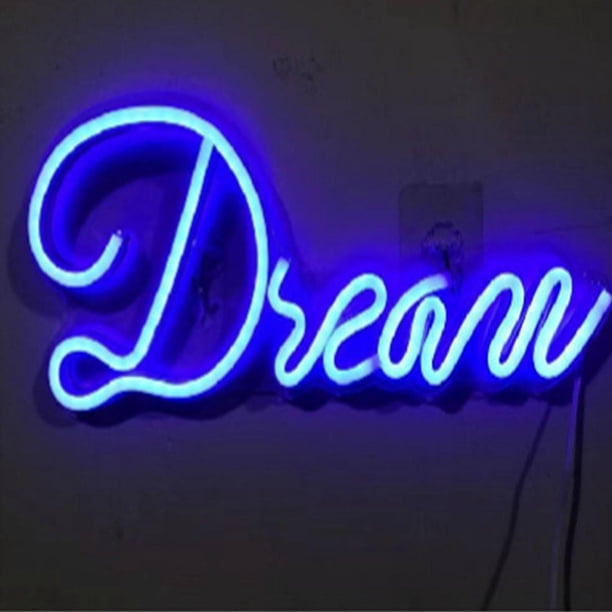 Letrero de neón Dream perfecl decoración de pared azul