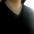 thumbnail image 3 of Men's Diamond Dust Bubble Cuban Choker Chain Heavy Silver Tone 16MM Wide 18" Inch Necklace, 3 of 5