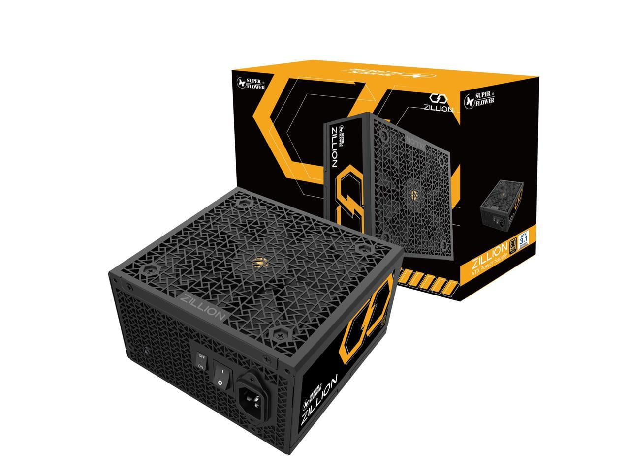 Super Flower Zillion FG 1250W Cybenetics Platinum, 80+ Gold, Full Modular, ATX 3.1 / PCIe 5.0, W/12V-2x6 Cable (2x8pin - 16pin native cables), Power Supply, FDB Fan, SF-1250Z12FG, Black version