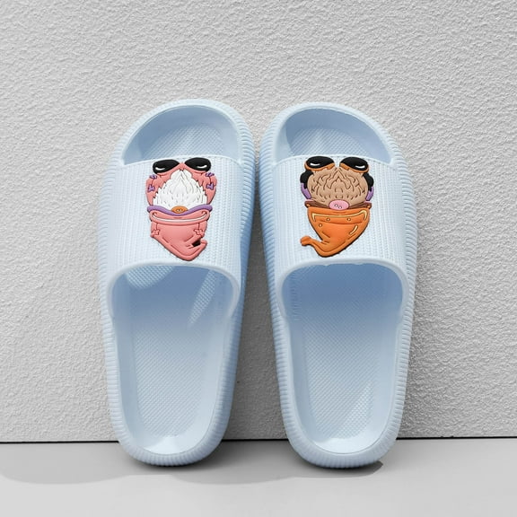 Wowcloth Unisex Couple Indoor Cartoon Dwarf Print Slippers – Thick Soft Sole Comfortable House Shoes for Home Relaxation