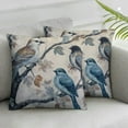 thumbnail image 2 of ARISTURING  Set of 2 Ink Painting Watercolor Blue Grey Lovely Birds Tree Leaves Decorative Lumbar Throw Pillow Cover Case Home Living Room Bed Sofa Car  Rectangular 2pcs, 2 of 6