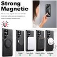 thumbnail image 6 of for Samsung Galaxy S25 Ultra Case, PU Leather Back + TPU Frame, 360° Rotating Ring Bracket Strong Magnetic, Wireless Charging Compatible, Ultra Slim Protective Phone Case Cover, Black, 6 of 6