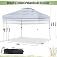 thumbnail image 3 of Costway Carpa Plegable 3x3 m Cenador Tienda Emergente Pop Up 8 Personas Gazebo Pabellón con Doble Techo Altura Ajustable Playa Jardín Patio, 3 of 10
