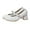White, variant on Women's Fashionable Casual Trendy Versatile Solid Color Round Toe Comfortable Low-Cut Buckle Heel High Heels Shoes White Size 7
