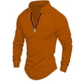 thumbnail image 1 of pstuiky camisas de hombre de manga larga, Camisa deportiva de manga larga con cremallera de color liso para hombre tops de invierno para hombre m, 1 of 2