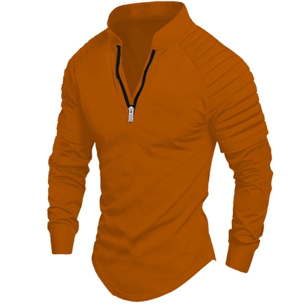 pstuiky camisas de manga larga para hombre, Camisa deportiva de manga larga con cremallera de color liso para hombre camisetas de hombre l
