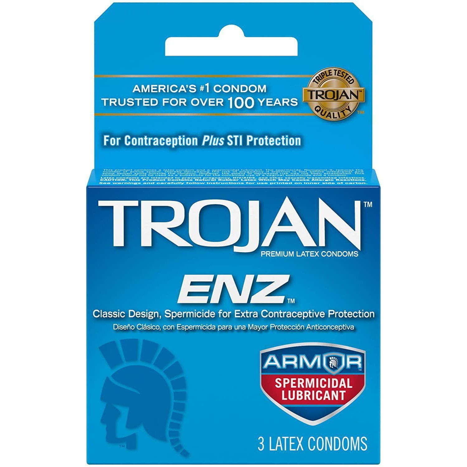 Trojan-ENZ Spermicide 3ct Condoms, Pack of 2