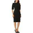 thumbnail image 4 of Vestido Ruched INSPIRE CHIC para mujer, vestido de trabajo de manga corta, tendencia XL, negro, 4 of 6