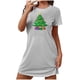 thumbnail image 2 of Camisón corto navideño para mujer, talla grande, cuello redondo, manga corta, estampado en el pecho, vestido de noche para mujer, 2 of 3