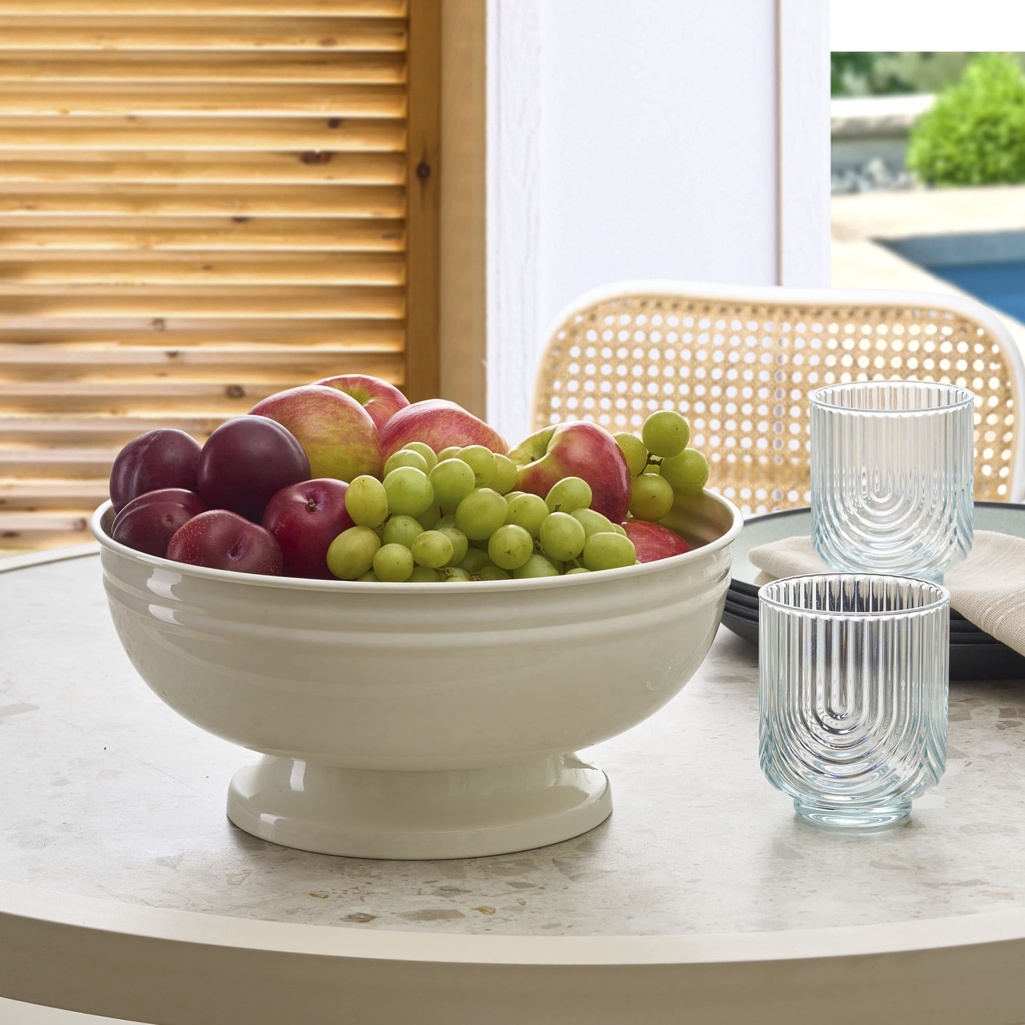 Better Homes & Gardens - Vanilla White Steel Serve Bowl BH25100135206J1, 11.73 in x 5.51 in H