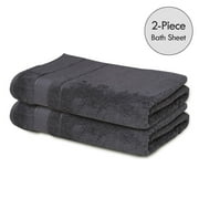 Dark Gray 2 Pc Bath Sheet, Quick Dry, Extra Absorbent, Melissa Linen Excellence Towel Collection