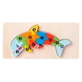 thumbnail image 4 of Milaget Animal Wooden Learning Puzzle Learning Educational Toys Toddler Puzzles for Boys Dolphin, 4 of 9