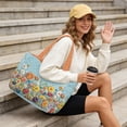 thumbnail image 4 of Pzuqiu Women's Large Quilted Tote Bags, Floral Embroidered & Solid Reversible Lightweight Orange Shoulder Handbags for Work, Shopping, Travel, College, Everyday Use, 4 of 7