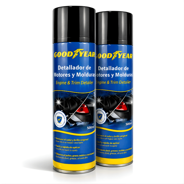 Restaurador de Plásticos y Molduras Goodyear 500 ml Paquete de 2 - Acabado Brilloso, No Grasoso de Uso Rápido e Instantáneo Universal