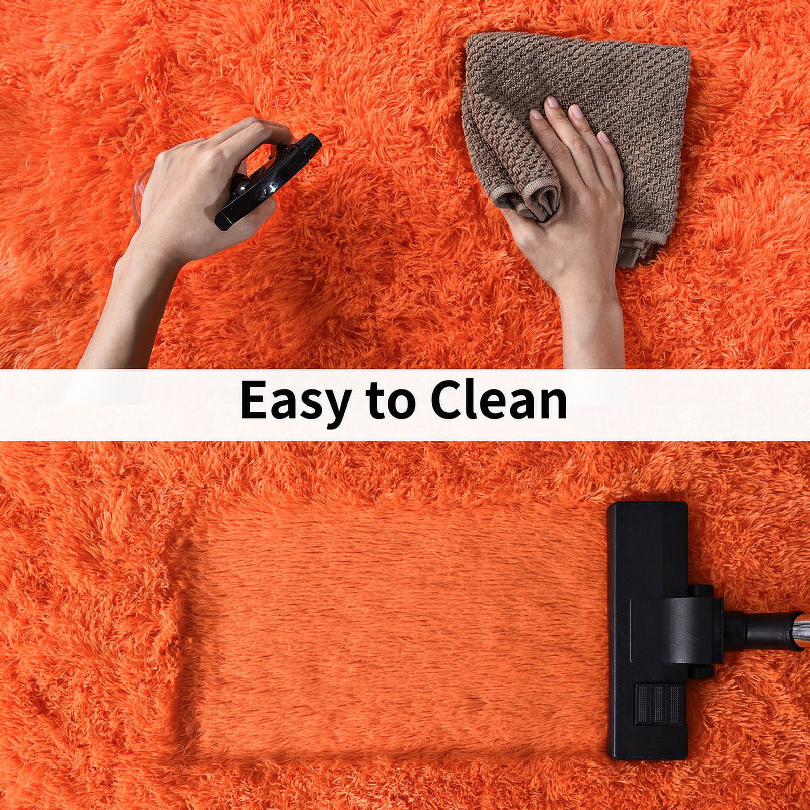 SARAG Indoor Outdoor Rugs 4x6ft Area Rugs For Living Room, Large Fluffy Black Rugs For Bedroom, Soft Carpet Shag Kids Room Rug, Non-Slip Stickers Rugs Indoor Orange