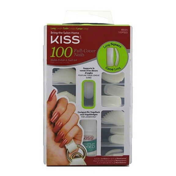Kiss Bring the Salon Home Full Cover Nails Long Square, 100 Ea, 3 Pack