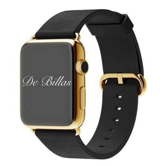 24K Gold Plated 42MM Iwatch Series 2 with Black Classic Leather Band