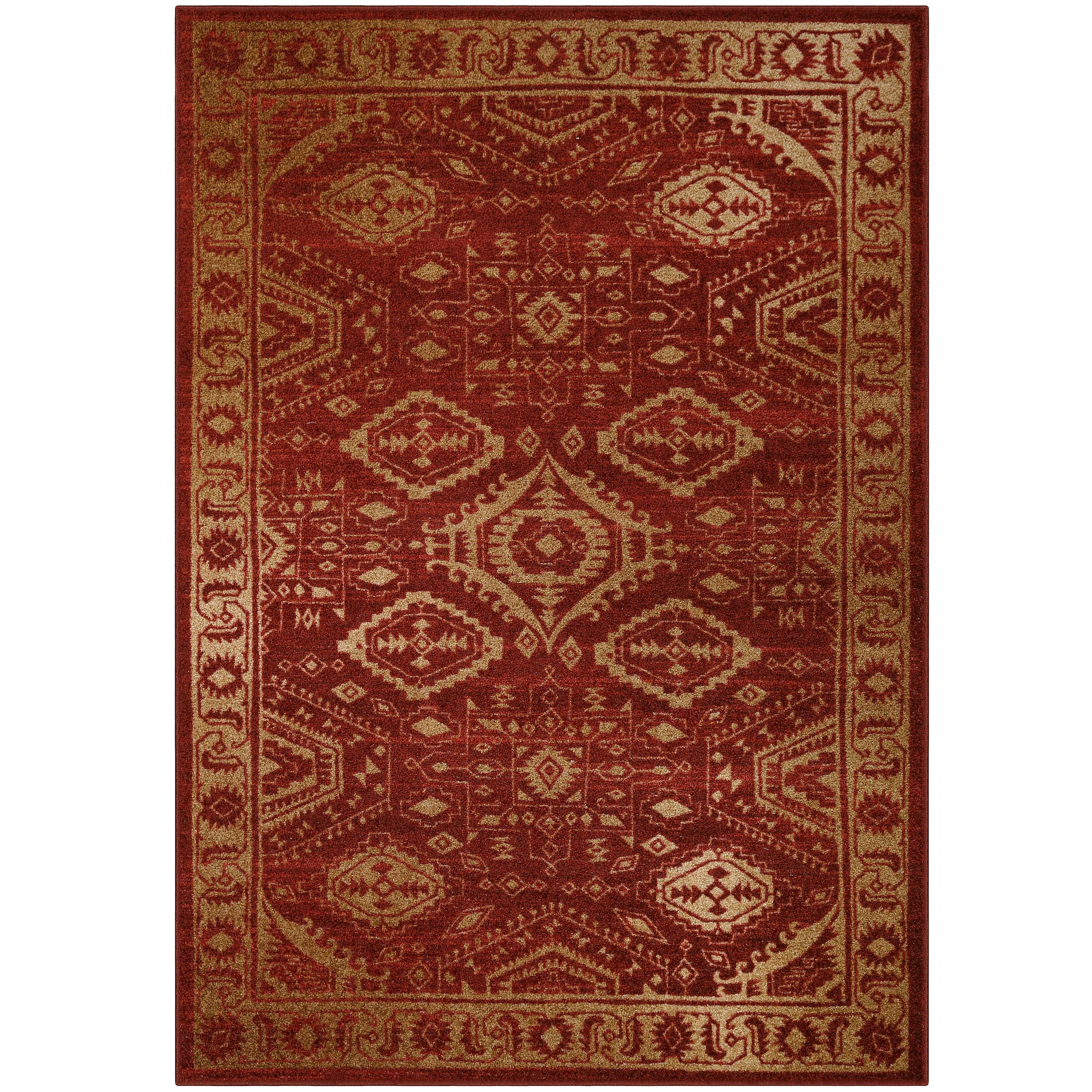 5&#39;X7&#39; Geometric Design Tufted Area Rug Red - Maples
