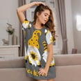 thumbnail image 3 of Fotbe Bee Kind Bata de Dormir para Mujer con Estampado, Camisón de Algodón de Manga Corta, Ropa de Dormir Casual, 3 of 6