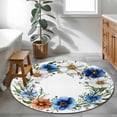 thumbnail image 4 of Spring Flower Wreath Round Area&nbsp;Rug 4ft Country Watercolor Blue White Floral Bud Leaf Non-Slip&nbsp;Washable Circle Rugs Soft Felt Indoor Floor Mat for Bedroom Kitchen Living Room Bathroom, 4 of 9